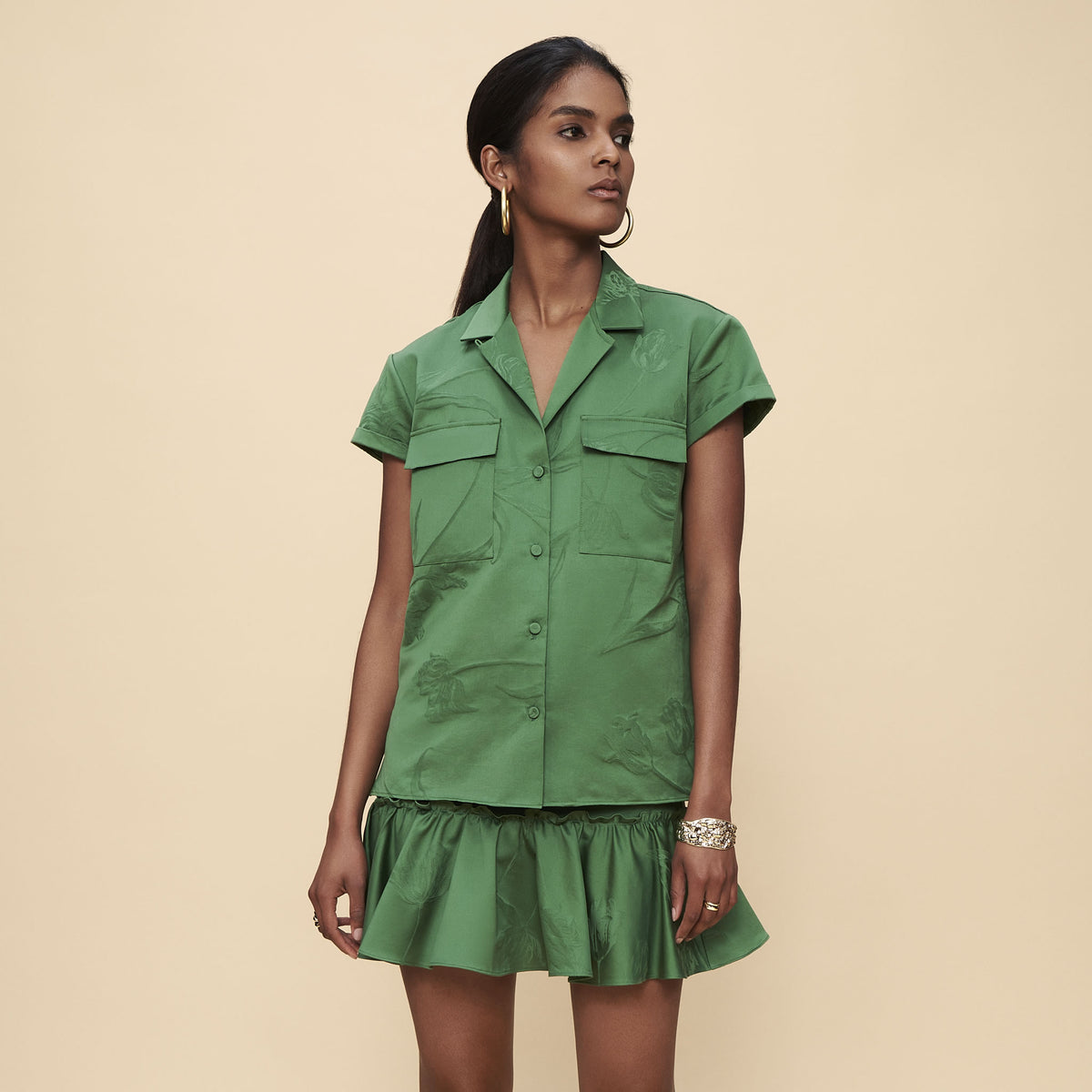 Cotton Tulip Jacquard Camp Top– desde
